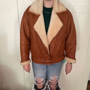 SOLD! Genuine leather-shearling jacket 80’s style